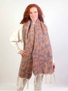 Reversible Leopard Blanket Scarf W/ Twisted Tassels